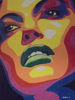 olieschilderij popart face (60x80cm), Antiek en Kunst, Ophalen of Verzenden