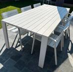 Aluminium tuintafel en 6 stoelen, Tuin en Terras, Ophalen, Gebruikt, 6 zitplaatsen, Aluminium