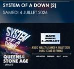 Tickets System of a down stade de france.   4 juillet 2026, Tickets en Kaartjes