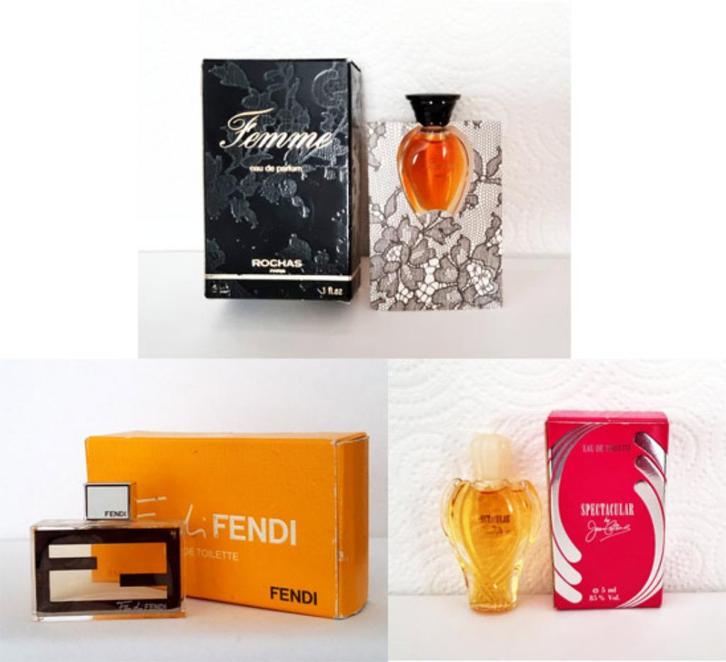 Set van 3 parfumminiaturen van Fendi, Rochas en Joan Collins, Verzamelen, Parfumverzamelingen, Nieuw, Miniatuur, Gevuld, Verzenden