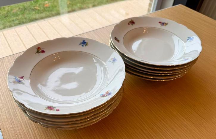 Antiek servies Johann Seltmann Vohenstauss-12 soepborden, Antiek en Kunst, Antiek | Servies compleet, Ophalen of Verzenden