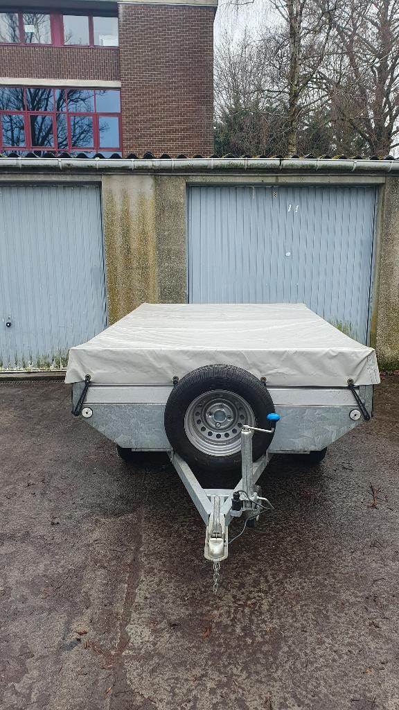 Remorque double essieux 750kg aluminium avec bâche, Autos : Divers, Remorques, Comme neuf, Enlèvement