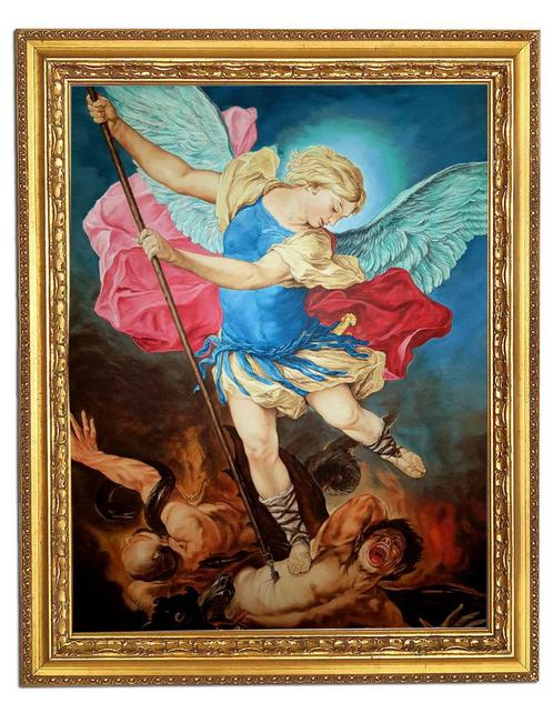 Schilderij van Sint-Michiel, Aartsengel Michaël, Antiek en Kunst, Antiek | Religieuze voorwerpen, Ophalen of Verzenden