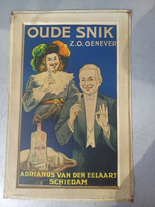 Panneau d'affichage Genever Oude Snik Schiedam, Collections, Marques & Objets publicitaires, Utilisé, Panneau publicitaire, Enlèvement ou Envoi