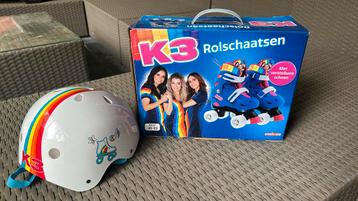 K3 rolschaatsen + helm zo goed als NIEUW, Enlèvement, Comme neuf
