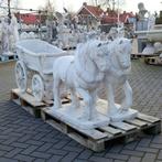 Paarden en kar als betonnen tuinbeeld ook losse paarden, Enlèvement, Neuf, Animal