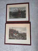 Antieke jachtscene gravures, Antiek en Kunst, Kunst | Etsen en Gravures, Ophalen