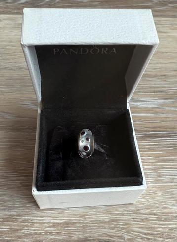 Pandora Murano blanc à pois, excellent état, 1 bracelet à breloques, Pandora, Comme neuf, Enlèvement
