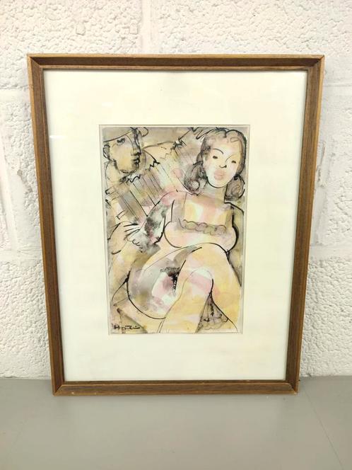 Franjo Hoti aquarel 1966, Antiek en Kunst, Kunst | Schilderijen | Abstract, Ophalen of Verzenden