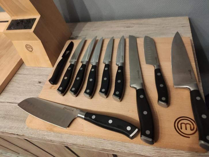 MasterChef ful set 12 Couteaux Pro + 2gd planches + acc +..., Huis en Inrichting, Keuken | Bestek, Nieuw, Bestekset, Hout, Vaatwasserbestendig