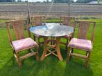 Rotan tafel met stoelen, Huis en Inrichting, Ophalen, Gebruikt, Vier personen, Rond