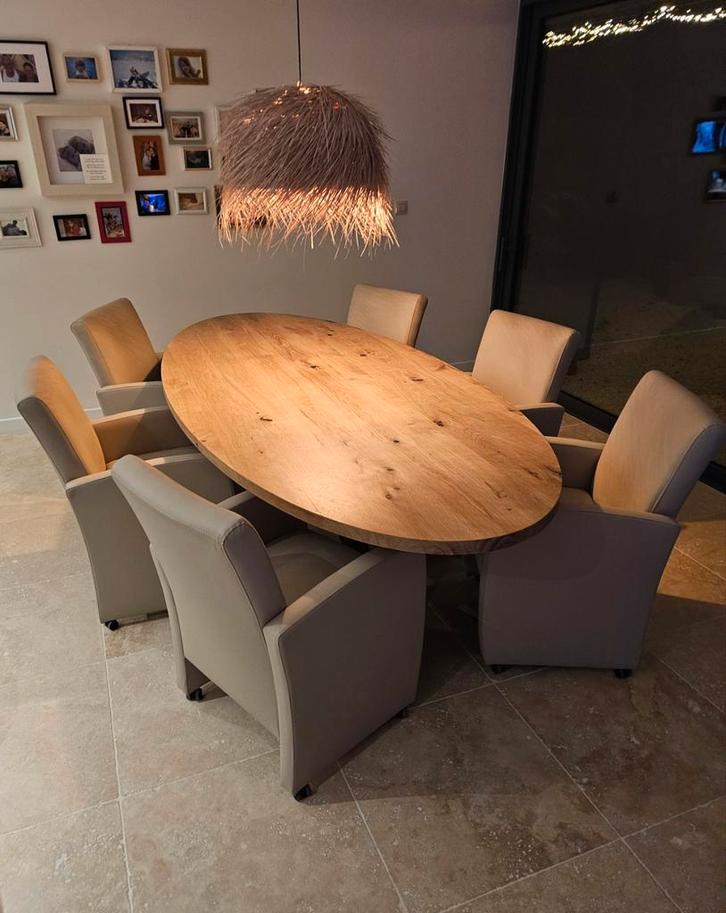 Eik ovaal, rond, rechthoekig, life edge, massief, Huis en Inrichting, Keuken | Complete keukens, Zo goed als nieuw, Ophalen of Verzenden