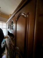 Vintage kast met glas en houtsnijwerk – massief hout, Antiek en Kunst, Ophalen