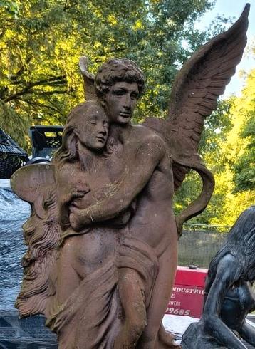 Prachtig Oud Gietijzeren Beeld H 1M20 + Sokkel H 58 cm, Enlèvement