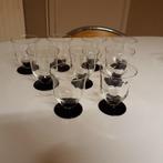 Oud glassservies met zwarte voet, Verzamelen, Ophalen of Verzenden, Gebruikt