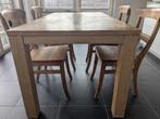 Teakhouten tafel en 4 stoelen, Huis en Inrichting, Ophalen, Gebruikt, Teakhout, 50 tot 100 cm
