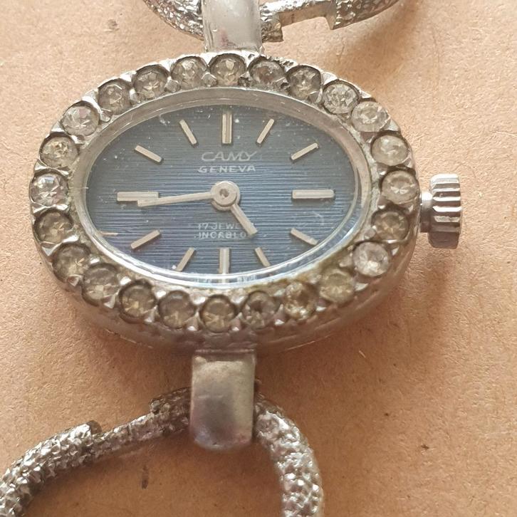Vintage dameshorloge Camy Genève – Zwitsers, Handtassen en Accessoires, Horloges | Dames, Gebruikt, Polshorloge, Met strass, Ophalen