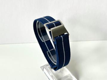 Elastische NATO Horlogeband 20mm Blauw/ Wit NIEUW beschikbaar voor biedingen