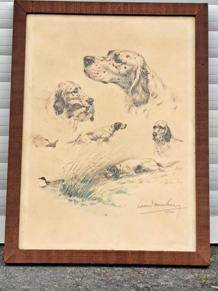 Lithographie signe Léon danchin, Antiek en Kunst, Kunst | Litho's en Zeefdrukken, Ophalen of Verzenden