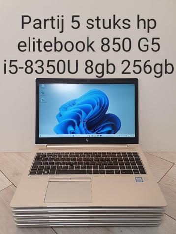 Partij 5 x Hp elitebook 850 G5 i5-8350U 8gb 256gb disponible aux enchères