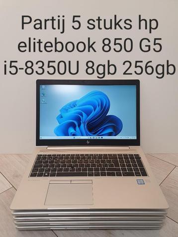 Partij 5 x Hp elitebook 850 G5 i5-8350U 8gb 256gb