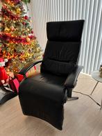 Zwarte lederen relaxzetel., Huis en Inrichting, Ophalen, Gebruikt