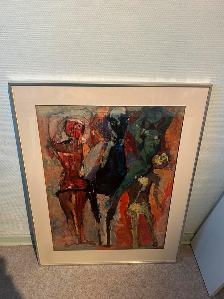 Reproductie Hartini Paard met Goochelaars 1956 in kader, Antiek en Kunst, Kunst | Schilderijen | Abstract, Ophalen