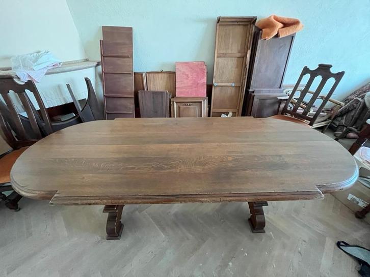 Kloostertafel massieve eik, Huis en Inrichting, Tafels | Eettafels, Gebruikt, 50 tot 100 cm, 200 cm of meer, Vijf personen of meer