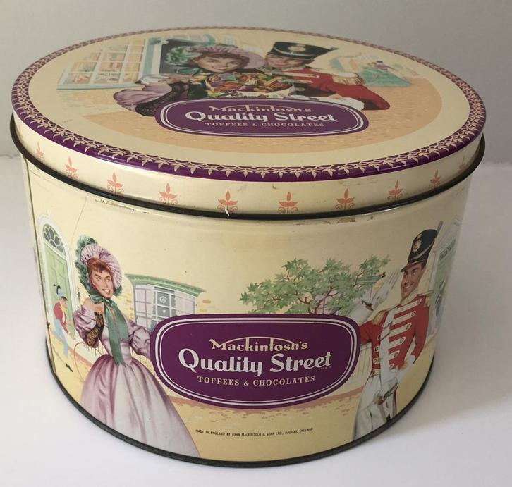 Quality Street - grande boîte ronde vintage, Collections, Boîte en métal, Utilisé, Autre, Autres marques, Enlèvement ou Envoi