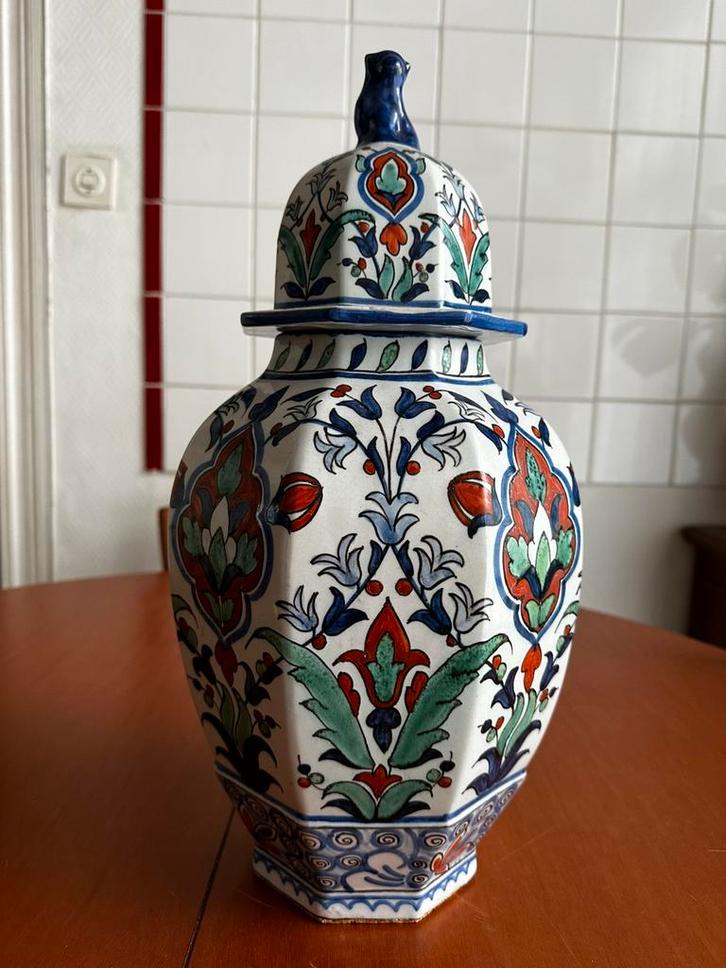 Henri Delcourt Desvres vaas (2) 43 cm, Antiek en Kunst, Antiek | Vazen, Ophalen