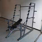 Panatta Squat Rack + Panatta Bankje + Olympische Gewicht Set, Sport en Fitness, Ophalen, Zo goed als nieuw
