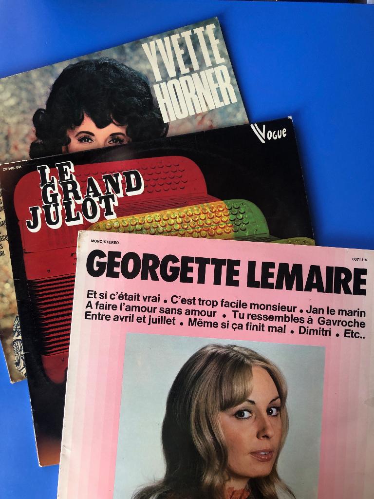 2 vinyles 33T chanson française + Musette accordéon, Enlèvement, Utilisé, 12 pouces