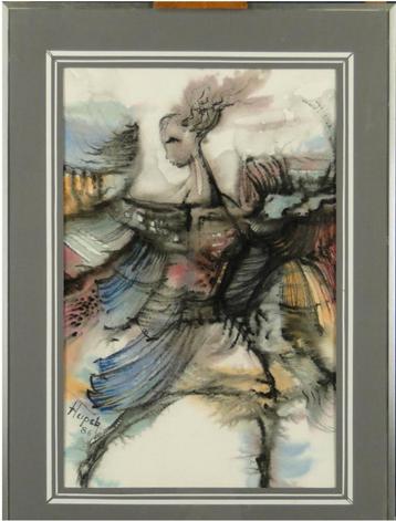 aquarelle Allégorie pour la vie signe andre hupet beschikbaar voor biedingen