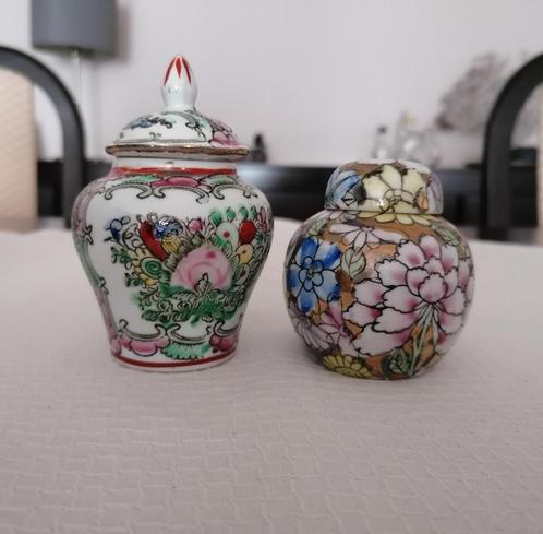 2 miniatuur Aziatische gemberpotjes met deksel, Antiek en Kunst, Antiek | Keramiek en Aardewerk, Ophalen