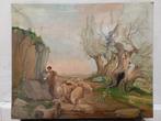 Vintage pastoraal olieverfschilderij 1930 -1950, Antiek en Kunst, Kunst | Schilderijen | Klassiek, Ophalen of Verzenden