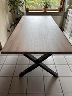 Te koop: eettafel met metalen kruispoot (180x90 cm), Huis en Inrichting, Ophalen, 50 tot 100 cm, Zo goed als nieuw, Vijf personen of meer