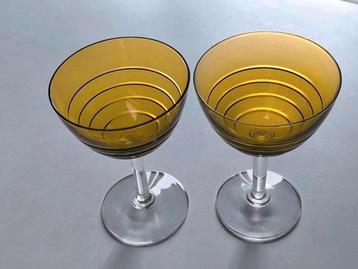 Set antieke fijne kristallen wijnglazen beschikbaar voor biedingen