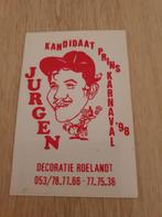 Carnaval Aalst sticker Jurgen 1998, Collections, Autocollants, Enlèvement ou Envoi