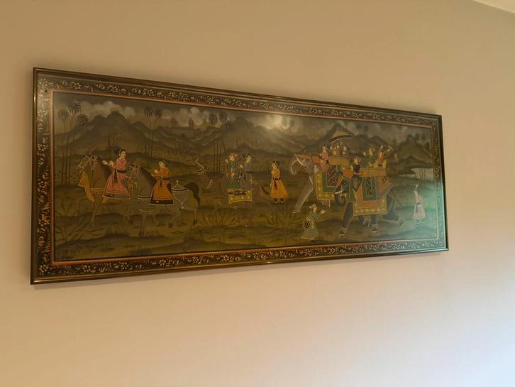 Oosters decoratief schilderij met processiescène - wandkunst, Antiek en Kunst, Kunst | Schilderijen | Abstract, Ophalen