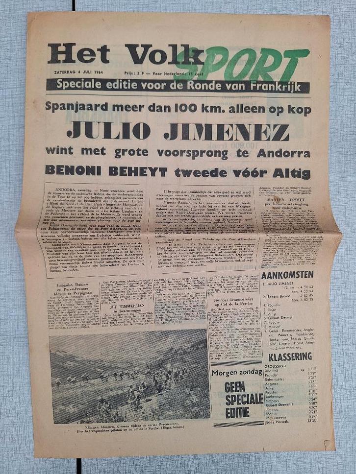 Sleen Buth Tour - Het Volk Sport 4/7/1964, Verzamelen, Stripfiguren, Gebruikt, Overige typen, Overige figuren, Ophalen of Verzenden