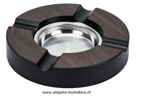SAB21 SIGAREN ASBAK -ROND MET 2 LEGGERS WALNOOT - 16 cm!, Verzamelen, Rookartikelen, Aanstekers en Luciferdoosjes, Nieuw, Asbak