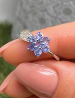 Prachtige sterling zilveren ring met tanzanieten, Handtassen en Accessoires, Ringen, Blauw, Nieuw, Ophalen of Verzenden, Met edelsteen