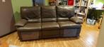 Natuzzi lederen 3-zit met twee relax voetsteunen, Ophalen, Gebruikt, Driepersoons, Rechte bank
