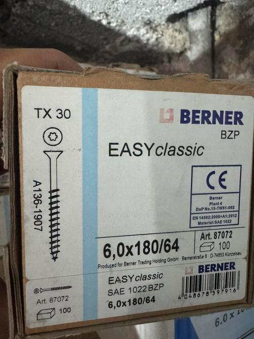 Longue vis Berner 6X180 Torx . Vis à bois, Doe-het-zelf en Bouw, Dakpannen en Dakbedekking, Zo goed als nieuw, Hout, Ophalen