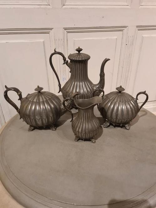 Antiek tinnen koffie en thee set James Deakin & son, Antiek en Kunst, Antiek | Tin, Ophalen of Verzenden