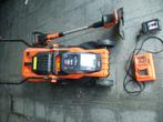 Grasmaaier accu + trimmer power plus + lader + batterij 20 V, Sac de ramassage, Comme neuf, Tondeuse rotative, Enlèvement