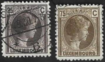 2 Postzegels Luxemburg 1927 Groothertogin Charlotte beschikbaar voor biedingen