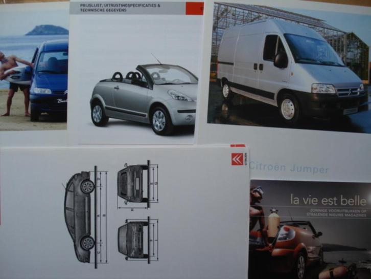 Citroën C3 Pluriel/Jumper/Berlingo/C4 Brochure LOT van 5, Boeken, Auto's | Folders en Tijdschriften, Gelezen, Citroën, Verzenden