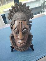 Afrikaans masker van massief hout Yoruba/Queen Iyoba Idia ui, Ophalen of Verzenden