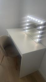coiffeuse / bureau + chaise + miroir led, Maison & Meubles, Tables | Coiffeuses, Comme neuf